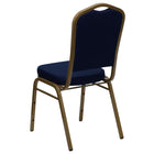 Flash Furniture – Chaise banquet empilable Hercules, dossier couronne, tissu bleu marine à motifs, châssis doré, 4/pqt-Rembourrage en tissu bleu marine à motifs