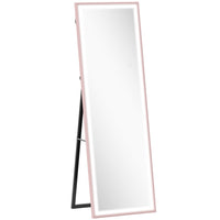 HOMCOM - Miroir pleine longueur led avec éclairage 3 couleurs - 21 po l x 64 po H - rose-Grand miroir de 64 po x 21 po (162,5 x 53,3 cm) offrant une vue complète de la tête aux pieds 