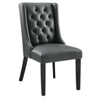Modway - Baronet Bouton touffé Cuir végane Chaise à manger - Gris-Fauteuil d’appoint moderne élégant