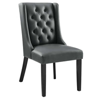 Modway - Baronet Bouton touffé Cuir végane Chaise à manger - Gris-Fauteuil d’appoint moderne élégant