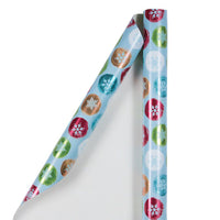  JAM PAPER - Papier cadeau de Noël - 76 cm x 7,6 m - Boules de neige peintes-Motif : Boules de neige peintes, Taille : 25 pi²