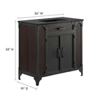 Modway - Steamforge 36" Vanette de salle de bain - Noir noir-Charnières pivotantes