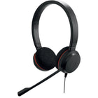 Jabra - Evolve 20 UC Stereo Headset with Foam Ear Pad - Unified-Fini en noir, le casque présente un design binaural, auriculaire, au-dessus de la tête, qui offre confort et concentration lors d’une utilisation prolongée.