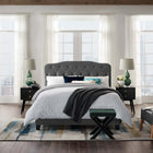 Modway - Amelia Performance Velvet Lit King, Gris-Revêtement en velours de performance