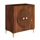 Modway - Vernon 30" Bois cannelé Armoire à vanité sans évier - Noyer-Bassin d’évier non inclus