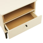 Manhattan Comfort - Table de nuit moderne Amara 50 cm, crème et chêne naturel-Comporte une élégante poignée bouton ronde en métal noir pour une utilisation facile