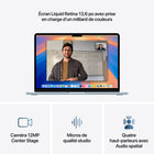 Apple - Portatif MacBook Air 13 po - Puce M4 - SSD 256 Go - Mémoire unifiée 16 Go - Bleu ciel - Anglais-Design Portable - Poids plume mesurant à peine plus d’un centimètre d’épaisseur, MacBook Air trouve facilement sa place dans votre sac – et votre quotidien