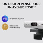 Logitech - Brio 500 Webcam HD avec Expo Auto, Cadrage Auto- Off-white-Deux microphones à reduction de bruit : Votre voix reste claire dans les milieux bruyants grâce aux micros anti-bruit de fond qui filtrent les bruits de fond pendant les appels
