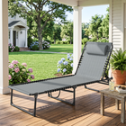 Outsunny - Chaise longue pliante - chaise longue avec appui-tête - gris clair-Portable, pliable et léger pour un transport et un rangement faciles