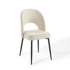 Modway - Rouse Tissu rembourré Fauteuil d’appoint de salle à manger Ensemble de 2 - Noir beige-Rembourrage en mousse dense