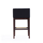 Manhattan Comfort - Tabouret de bar Kingsley 21" style milieu du siècle moderne, revêtement en similicuir noir et noyer foncé-Hauteur du siège : 30 po''