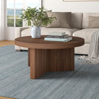 Hudson&Canal - Table basse ron Holm 32" L - Noyer satiné-Finition en noyer satiné aspect bois