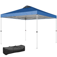 Outsunny - Auvent pliant imperméable 9.8 pi l x 9.8 pi L - Bleu-La tente à auvent est équipée d'un système à clic pour une installation facile et instantanée