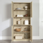 South Shore - Arum - Armoire de rangement 4 portes avec rangement ouvert - Chêne blanchi-Matériau: Panneaux de particules laminés