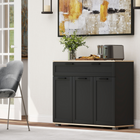 HOMCOM - Buffet moderne de 40 po avec tiroirs et portes de rangement - Noir-Matériau : Panneau de particules, MDF 