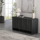 Manhattan Comfort - Buffet moderne Linda 60" à 4 portes - gris charbon-4 portes minimalistes à ouverture par pression et fermeture en douceur avec bords arrondis