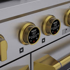 Kucht - 60 po Série KXP Cuisinière double énergie Gaz naturel - Acier inoxydable/Or-Les grilles robustes en fonte diffusent une chaleur intense et permettent de déplacer les ustensiles d’un foyer à l’autre sans les soulever