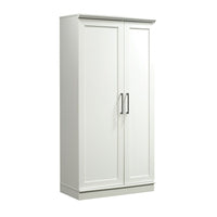 Sauder - 422427 La Collection HomePlus Meuble de Rangement - Finition Soft White-Deux tablettes réglables et une tablette fixe derrière chaque porte. 