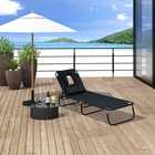 Outsunny - Chaise longue pliante d’extérieur - chaise de bronzage avec ouverture pour le visage - noir-L'ouverture pour le visage permet de s'allonger confortablement sur le ventre lors du bain de soleil