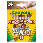 Crayola - Grands crayons - Couleurs du monde - 24/boîte - paquet de 3-GRANDS CRAYONS POUR ENFANTS : Ces crayons de grande taille sont parfaits pour les petites mains et se nettoient facilement sur la peau et la plupart des vêtements lavables.
