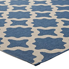 Modway - Cerelia Treillis marocains intérieurs et extérieurs Tapis 9 pi l x 12 pi L - Bleu et beige-Haute densité / Tissé à la machine