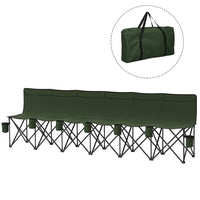 Outsunny - Chaise de camping pliante 6 places avec porte-gobelet et sac de transport pour camping, vert foncé-Peut accueillir jusqu'à 6 personnes avec un dossier confortable  
