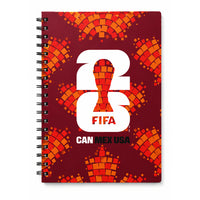 FIFA WORLD CUP 2026 - Cahier à spirale à couverture rigide - Format A5 (148 mm x 216 mm) - Impression monochrome - Lot de 24-Conception de la couverture : Ornée du logo et des graphismes officiels de la Coupe du Monde de la FIFA 2026