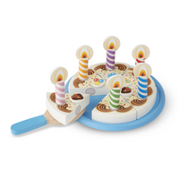 Melissa & Doug - Gâteau d’anniversaire-Gâteau d’anniversaire en bois pour décorer, trancher, servir et célébrer
