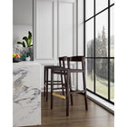 Manhattan Comfort - Klismos tabouret de bar moderne du milieu du siècle de 20" en similicuir noir et noyer foncé-Livré chez vous entièrement assemblé ! Aucun assemblage requis