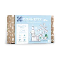 Connetix - Transparent Pack de Démarrage, Contenant 34 Pièces-Ensemble de 34 pièces - Contient 2 x grands hexagones, 4 x grands carrés, 12 x petits carrés, 4 x triangles isocèles, 4 x triangles équilatéraux, 4 x triangles rectangles et 4 x rectangles en transparent éblouissant