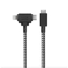 Native Union - Câble Belt Duo USB-C vers USB-C/Lightning 1,5m - Zebra-Associez avec un chargeur compatible PD pour jusqu'à 50 % de charge de l'iPhone en moins de 30 minutes