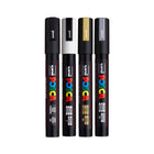 Posca - Marqueurs de peinture à base d'eau - Pointe moyenne réversible (1,8-2,5 mm) - Couleurs assorties - paquet de 4-L'encre vive et opaque est permanente sur les surfaces poreuses et effaçable sur la plupart des surfaces non poreuses.