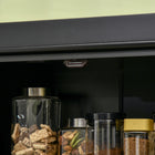 HOMCOM - Armoire de cuisine autoportante à 4 portes - noir-La surface recouverte de mélamine est résistante aux rayures et facile à nettoyer 
