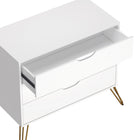 Manhattan Comfort - Avira 35" commode 3 tiroirs style mid-century modern - blanc-Des pieds en métal robustes offrent un soutien fiable avec une touche contemporaine