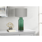 Monarch Specialties - Luminaire - 28 po H Lampe De Table - Verre Vert - Abat-Jour Gris - Contemporain - Moderne-L'interrupteur à bouton rotatif marche/arrêt, compatible avec une ampoule standard de 100 watts (ampoule non incluse), permet d'obtenir un éclairage homogène pour les soirées tranquilles ou les rassemblements animés