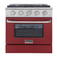 Kucht - 30 po Série KNG Cuisinière Pro Style au gaz naturel - Acier inoxydable/Rouge-Cuisez et pâtissez comme un pro grâce au four à convection extra-grand offrant une capacité de 4,2 pi³, une configuration à cinq grilles et une vaste fenêtre d’observation