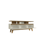 Manhattan Comfort - Meuble TV Yonkers 70,86 po style Mid-Century Modern - Blanc cassé et Cannelle-Comprend 1 ouverture pour la gestion des fils et câbles