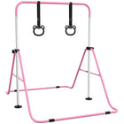 Qaba - Barre de gymnastique horizontale pliable pour enfants - Rose-La structure triangulaire stable réduit le risque de basculement pendant l'utilisation 