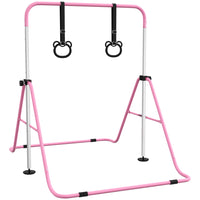 Qaba - Barre de gymnastique horizontale pliable pour enfants - Rose-La structure triangulaire stable réduit le risque de basculement pendant l'utilisation 