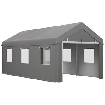 Outsunny - Abri d'auto robuste 10 pi x 20 pi avec 6 fenêtres et 2 ...