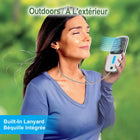 Arctic Air - Petit ventilateur portable de poche avec 3 vitesses réglables-Béquille intégrée: la béquille transforme le ventilateur de main en ventilateur de bureau ou de chevet puissant, sans fil et rechargeable pour rester au frais