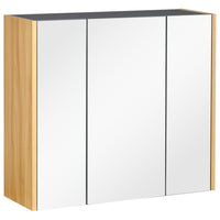 Kleankin - Armoire de salle de bain murale avec miroir à trois portes - gris-Conception murale pour économiser de l'espace 