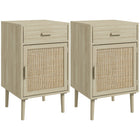 HOMCOM - Tables de nuit hautes avec rangement pour chambre - chêne - lot de 2-Ensemble de deux pièces offrant à votre pièce symétrie et style épuré 