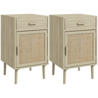 HOMCOM - Tables de nuit hautes avec rangement pour chambre - chêne - lot de 2-Ensemble de deux pièces offrant à votre pièce symétrie et style épuré 