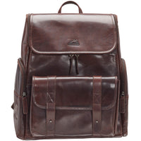 Mancini - Sac à dos Buffalo avec compartiment zippé pour ordinateur portable/tablette - 14,5 x 7 x 16 po - Brun-Poche équipée de la dernière technologie de blocage d’ondes RFID