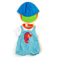 Miniland - Vêtements de poupée - convient aux poupées de 12-5/8 pouces - ensemble salopette/casquette pour temps chaud.-Parfait pour enseigner aux enfants comment s'habiller selon les différents climats.