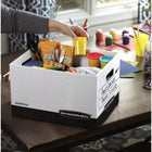 Boîte de rangement à usage intensif Bankers Box R-Kive Lettre/Légal - Blanc/noir - paquet de 12-Les poignées perforées indéchirables facilitent le transport.