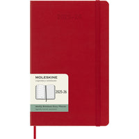 Moleskine - Agenda semainier Classic18 mois 2025-2026 - couverture rigide - grand format (12 -7 x 21 cm) - rouge écarlate - 208 pages-Daté de juillet 2025 à décembre 2026