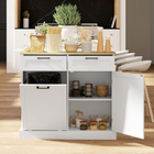 HOMCOM - Buffet avec armoire à déchets basculante à panneaux rainurés 10 gallons et tiroirs - blanc-Le dessus spacieux est idéal pour une préparation et un service des aliments efficaces 