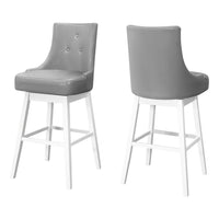 Monarch Specialties - 1243 Tabouret De Bar - Lot de 2/  Pivotant/ Simili-Cuir Gris - Paquet de 2-1